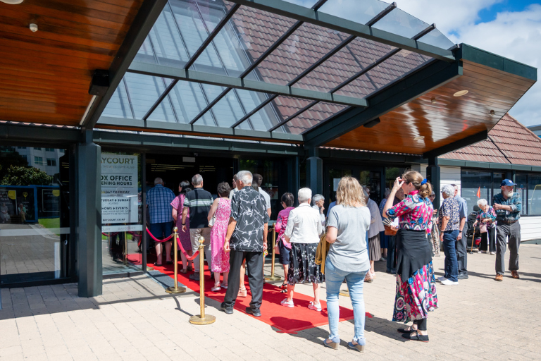 Theatre goers entering Baycourt